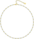 Natural Freshwater Baroque Pearl Necklace 14K Gold Plated Dainty Choker Necklace for Women Girls Snake Chain/Cuban Link/Paperclip/Ball Beaded Chain/Tennis Chain Fashion Jewelry for Gift