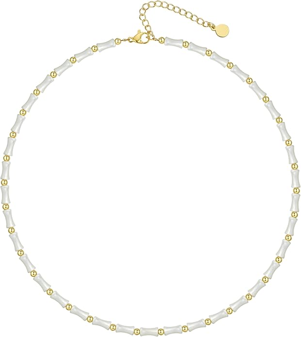 Natural Freshwater Baroque Pearl Necklace 14K Gold Plated Dainty Choker Necklace for Women Girls Snake Chain/Cuban Link/Paperclip/Ball Beaded Chain/Tennis Chain Fashion Jewelry for Gift