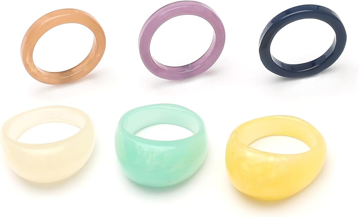 Multicolor Resin Chunky Rings for Women,Acrylic Plastic Rin Knuckle Finger Cute Trendy Aesthetic Y2k Statement Ring Vintage Simple Geometric Rings Jewelry