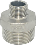 1-1/2" x 3/4" Male Threaded Reducing Nipple Fitting/Adapter, Stainless Steel by Megairon