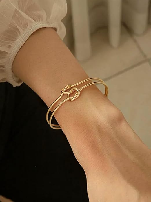 PERNNLA PEARL Dainty Gold Bar Bracelet for Women Simple Delicate Thin Cuff Bangle Hook Bracelet 18K Gold Plated Handmade Minimalist Jewelry
