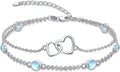 Dorunmo Heart Birthstone Bracelet Anklet for Women 925 Sterling Silver Birthday Jewelry Gifts for Women Wife