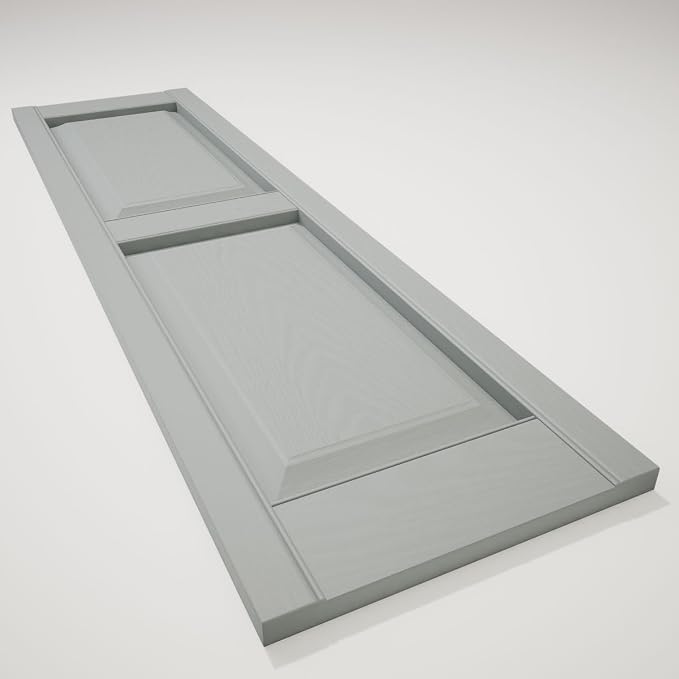 14 3/4"W x 47"H Lifetime Vinyl, Standard Two Equal Panels, Raised Panel Shutters - Image 6