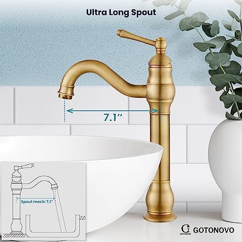 gotonovo Vintage Bathroom Vessel Sink Faucet, Antique Brass, - Image 5