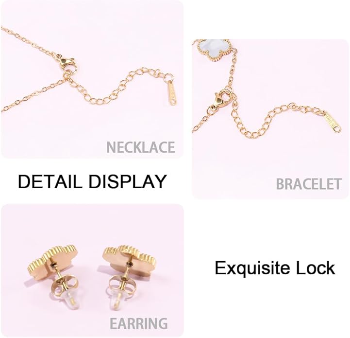 18K Gold-Plated Four Leaf Clover Bracelet for Women,Adjustable lucky Bracelet Set Jewelry Gift-Hypoallergenic Charm for Birthdays, Wellness & Daily Wear
