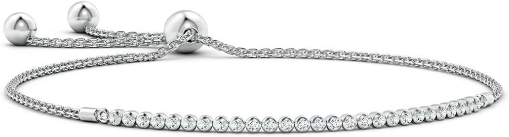 Angara Diamond Tennis Bolo Bracelet in 14K Solid Gold | Natural Diamond Adjustable Chain Bracelet for Women | April Birthstone Jewelry Gift For Women