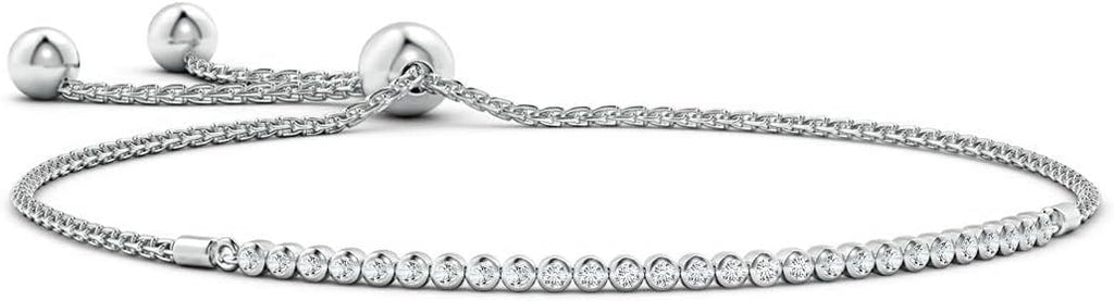 Angara Diamond Tennis Bolo Bracelet in 14K Solid Gold | Natural Diamond Adjustable Chain Bracelet for Women | April Birthstone Jewelry Gift For Women