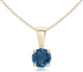 Angara Natural Blue Topaz Solitaire Pendant for Women | Classic Prong-Set Round Blue Topaz Pendant in 14K Solid Gold/Silver/Platinum With 18" Chain | December Birthday, Gemstone Jewelry Gift
