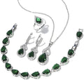 Classic Jewelry Set—Perfect for Weddings, Galas, and Everyday Wear—Includes Bracelet, Ring, Pendant Earrings, and Necklace ，Birthday Gift for Mother/Wife/Sister/Best Friend