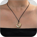 PLOUTOS Statement Modern Geometric Hollow Square Pendant Rope Chain Necklace for Women Bold Fashion Layering Collarbone Jewelry Party Wear Accessory