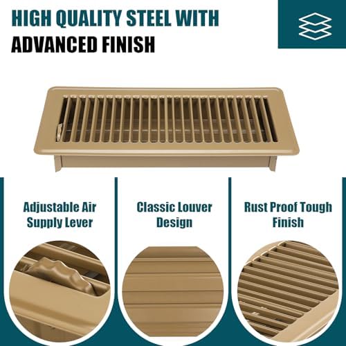 VOISEN Floor Register 4x12, 2 Pack Brown Floor Vent Covers - Image 6