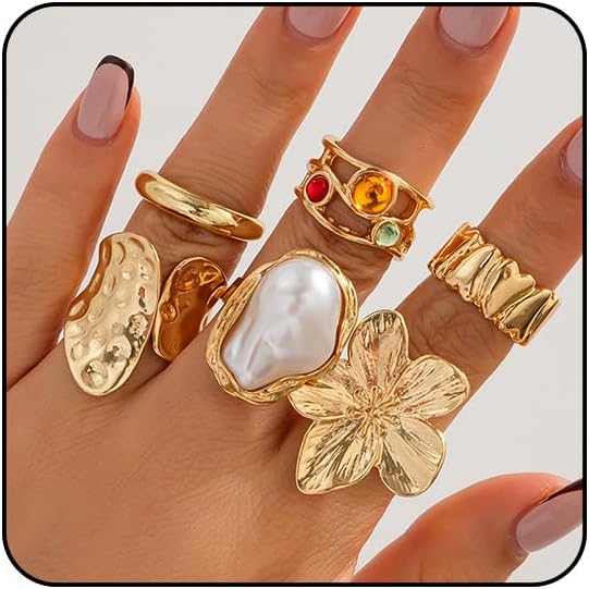 Sora Tuki Rings for Women Chunky Rings Set Adjustable Stackable Ring for Women Bold Thick Statement Ring Trendy Chunky Jewelry