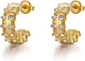 Gold Earrings for Women Girls,14K Gold Plated Hoop Earrings with 925 Sterling Silver Post Cubic Zirconia Stud Earring Huggie Hoops Earrings