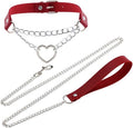Harajuku Peach Heart Choker Punk Hauling Chain PU Leather Collar Gothic Necklace NightClub Goth Leash Belts
