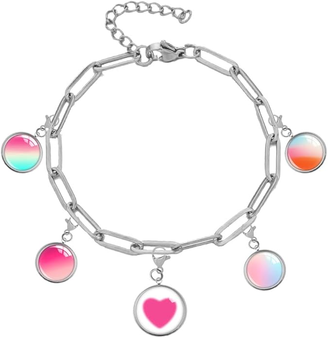 Charm Bracelet Box Set, 5 Interchangeable Charms and 1 Charm Bracelet