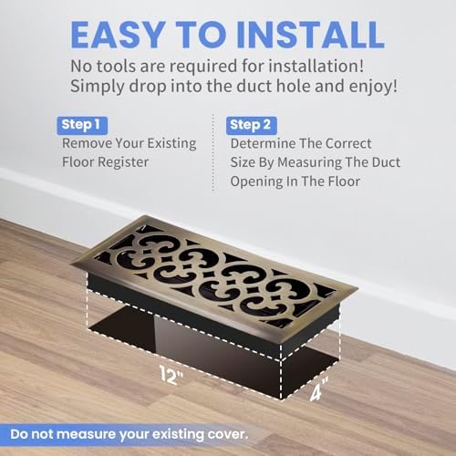 Howeall 4x12 Inches Heavy Duty Walkable Floor Register Easy Adjust Air Supply - Image 6