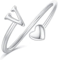 Initial Rings for Women Girls - Valentines Day Gifts for Her, Adjustable Rings for Women Non Tarnish Letter A-Z Dainty Heart Ring Teen Girls Gifts Trendy Stuff Personalized Jewelry Gift