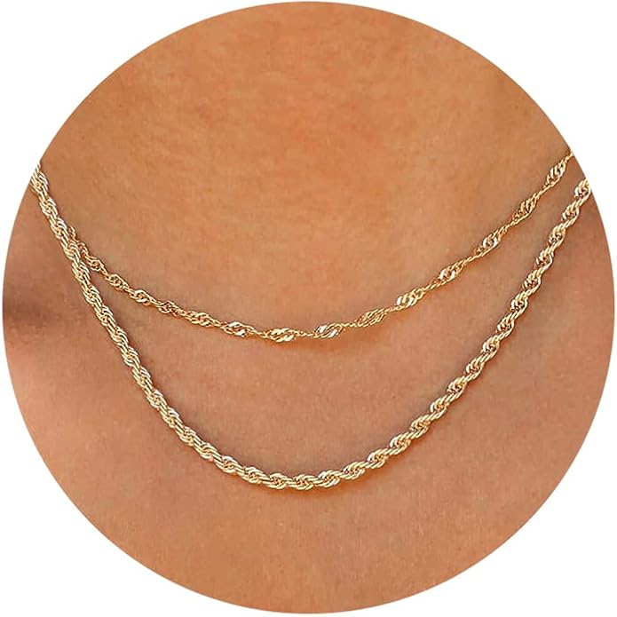 CHESKY Layered Necklaces for Women, 14K Gold Plated Chain Necklace Women Trendy Cuban Link Paperclip Chain Toggle Clasp Necklace Fashion Chunky Jewelry for Women