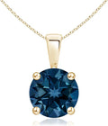 Angara Natural Blue Topaz Solitaire Pendant for Women | Classic Prong-Set Round Blue Topaz Pendant in 14K Solid Gold/Silver/Platinum With 18" Chain | December Birthday, Gemstone Jewelry Gift