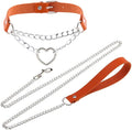 Harajuku Peach Heart Choker Punk Hauling Chain PU Leather Collar Gothic Necklace NightClub Goth Leash Belts