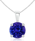 Angara Natural Tanzanite Solitaire Pendant for Women | Round Tanzanite Solitaire Pendant Necklace in 14K Solid Gold/Silver/Platinum With 18" Chain | December Birthday, Gemstone Jewelry Gift