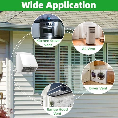 6 Inch Hooded Wall Vent with Flap and Mesh, 6 inch Dryer Vent Cover, Wall Mount - Image 7