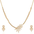 Nilu's Collection American Diamond Stone Studded | Rose Gold/Silver Plated | Anti Tarnish Jewellery Set for Women | Matching Earrings Perfect for Weddings and Special Occasions