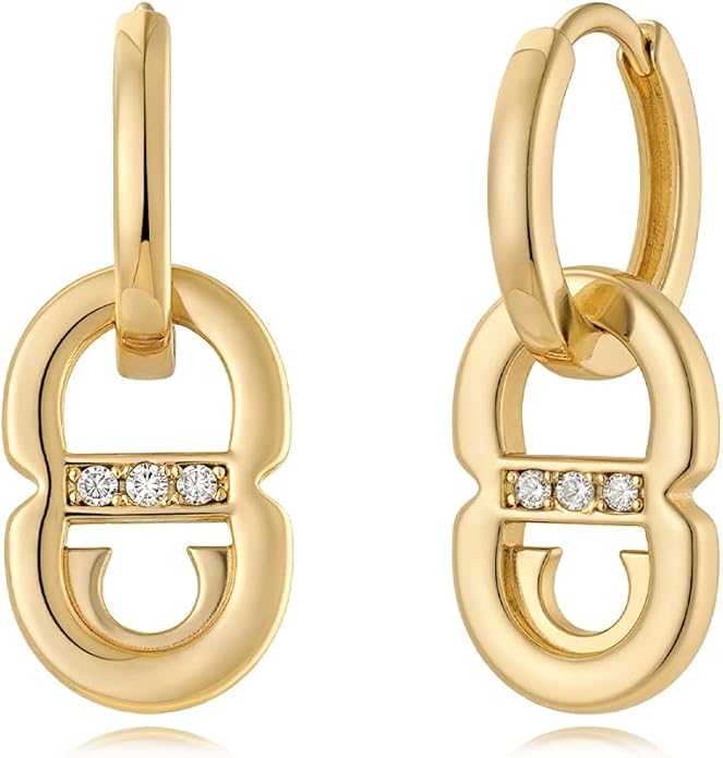 MYEARS Women Earrings Gold Huggie Hoop Dangle Drop 14K Gold Plated Small Simple Hypoallergenic Everyday Jewelry