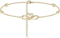 Moissanite Infinity Anklet for Women, Real Authentic 925 Sterling Silver Hypoallergenic, Beautiful Summer Jewelry, Dainty Ankle Bracelet, 8.6-10.6inch (21-26cm) Adjustable
