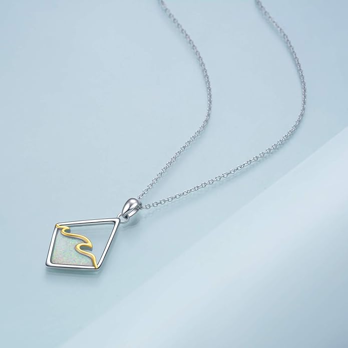 YAFEINI Sterling Silver Ocean Wave Necklace Abalone Shell Wave Pendant Ocean Jewelry Beach Gifts for Women (Abalone shell)