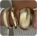 SAMOCO 3Pcs Chunky Gold Bangle Bracelets for Women Trendy Wide Wrist Cuff Bracelets Stack Statement Bangle Fashion Gifts