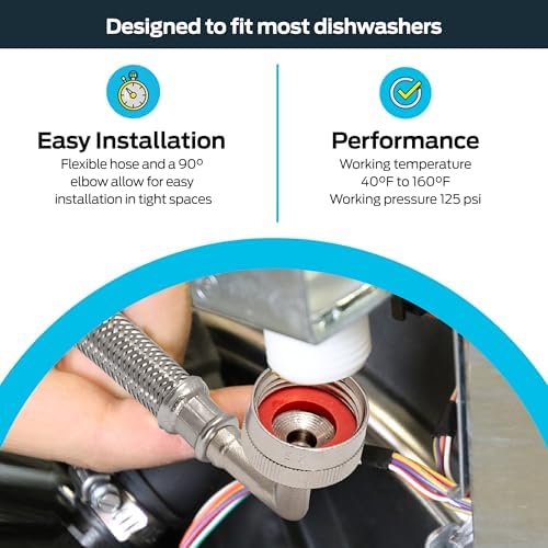 Eastman 6 foot Dishwasher Supply Line, 3/8 Inch Compression x 3/4 Inch FHT Elbow - Image 3