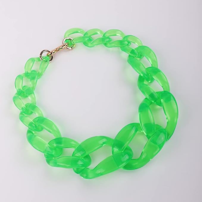 Wiwpar Green Acrylic Choker Necklace Statement Chunky Fashion Acrylic Necklace Colorful for Women (Green)