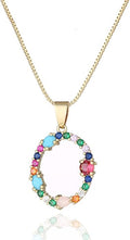 Eben-Ezer 18K Gold Box Chain Choker Initial Necklace Multi-Color Zircon Letter Pendant Script Name Custom Necklace for Women Gift Alphabet 26 A-Z