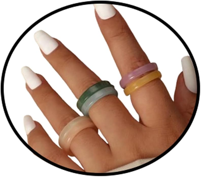 Multicolor Resin Chunky Rings for Women,Acrylic Plastic Rin Knuckle Finger Cute Trendy Aesthetic Y2k Statement Ring Vintage Simple Geometric Rings Jewelry
