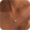 Pearl Necklaces for Women Trendy, 14k Gold Plated Dainty Necklace Simple Pearl Drop Single Charm Pendant Necklace Birthday Wedding Gifts Gold Jewelry for Women