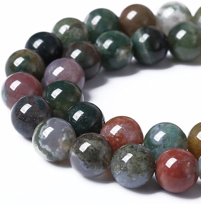 90pcs 4mm Natural Indian Agate Gemstone Beads Smooth Round Loose Spacer Beads for Jewelry Making DIY Bracelet Necklace 15" Strand (Indian Agate, 4mm)