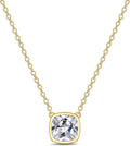 MISS MIMI Solitaire Cubic Zirconia Necklace for Women, 1–3 CT Round,Heart,Princess Cut CZ Options, Bezel or Prong Set in 925 Sterling Silver, Adjustable 16–20" Minimalist Everyday Jewelry