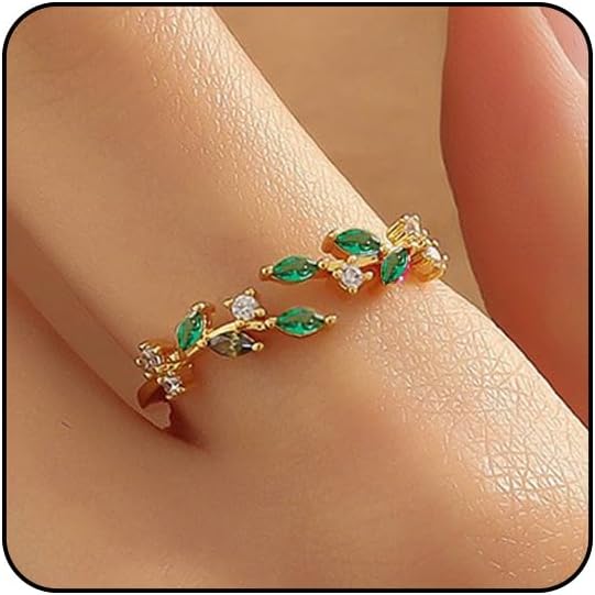 Sora Tuki Rings for Women Adjustable Leaf Ring Dainty Stackable Rings for Women Unique Purple Blue Red Green Ring for Women Trendy Jewelry