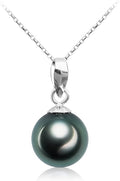 VIKI LYNN Tahitian Black Pearl Necklace for Women 9-10mm Cultured Pearl Pendant 925 Sterling Silver Chain 18K Gold Clasp Christmas Wedding Birthday Anniversary Mothers Day Gifts for Wife Mom Her