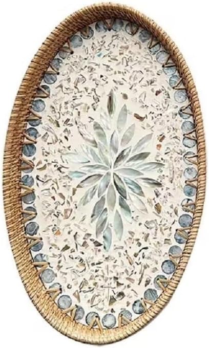14.5 Inch Serving Tray for Coffee Table Ottoman Décor Tray for Living Room | by Afiaiwei