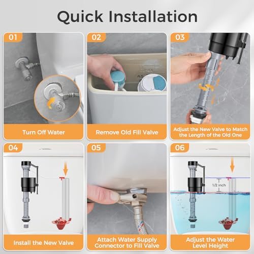 Universal Toilet Flusher Replacement Kit, Toilet Fill Valve and 2-Inch Flapper - Image 4