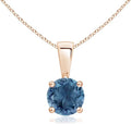 Angara Natural Blue Topaz Solitaire Pendant for Women | Classic Prong-Set Round Blue Topaz Pendant in 14K Solid Gold/Silver/Platinum With 18" Chain | December Birthday, Gemstone Jewelry Gift