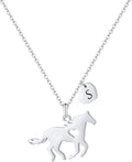 MONOOC Valentines Gifts for Kids Her Girls - Horse Necklace Gifts for Girls Horse Jewelry Necklaces Heart Initial Necklace Valentines Gift for Kids Her Teen Girl Women