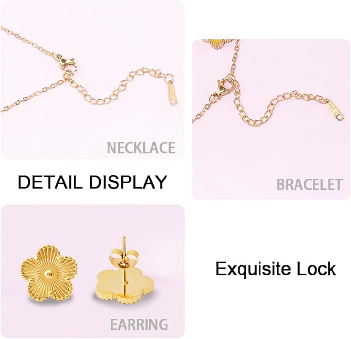 18K Gold-Plated Four Leaf Clover Bracelet for Women,Adjustable lucky Bracelet Set Jewelry Gift-Hypoallergenic Charm for Birthdays, Wellness & Daily Wear