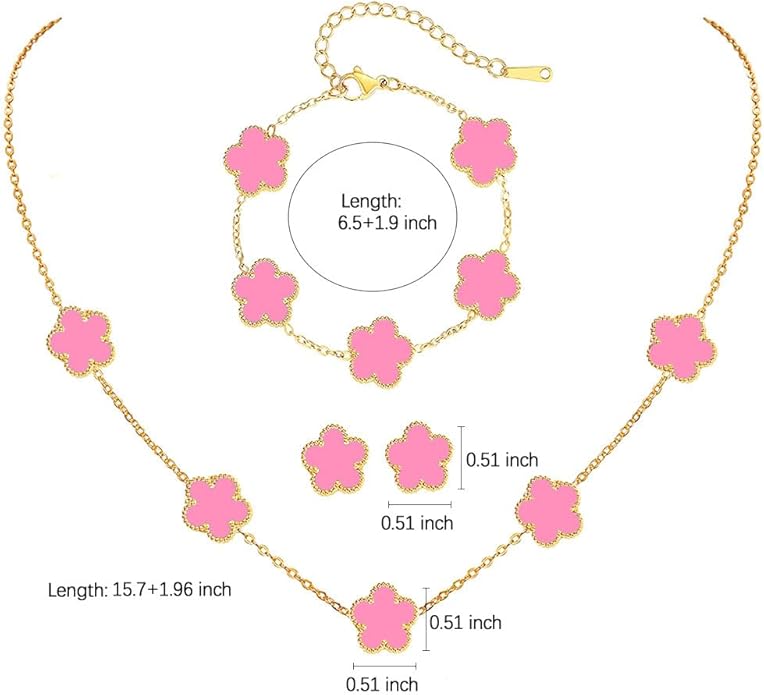 18K Gold-Plated Four Leaf Clover Bracelet for Women,Adjustable lucky Bracelet Set Jewelry Gift-Hypoallergenic Charm for Birthdays, Wellness & Daily Wear