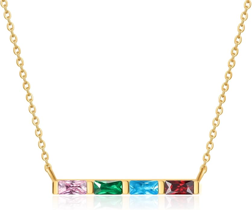Wendy Made Personalized 1-6 Birthstone Necklace for Women — Custom Dainty Jewelry with Adjustable Chain for Mother’s Day, Birthday, Anniversary & Christmas Gifts