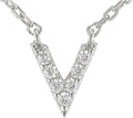 JTV Sterling Silver Initial Necklace for Women, 0.13 CTW White Cubic Zirconia Letter Pendant, Rhodium-Plated, Personalized Monogram Jewelry, Gift Box Included, 18”
