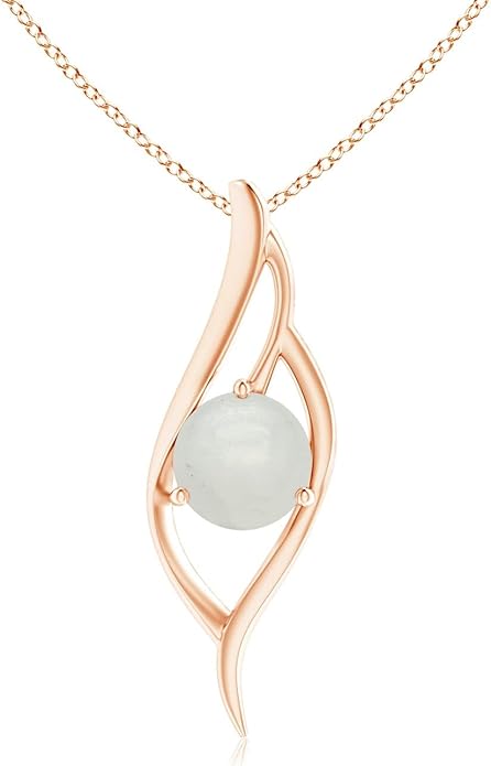 Angara Natural Moonstone Pendant for Women | Moonstone Angel Wing Bypass Pendant in 14K Solid Gold/Platinum With 18" Chain | Birthday, Anniversary, Gemstone Jewelry Gift