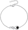 Birthstone Bracelets for Women 925 Sterling Silver Created Gemstone Bracelet Infinity Pendant Jewelry for Her, 6.7"+1.2"